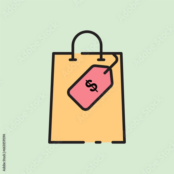 Obraz christmas sales bag icon with lineal color style