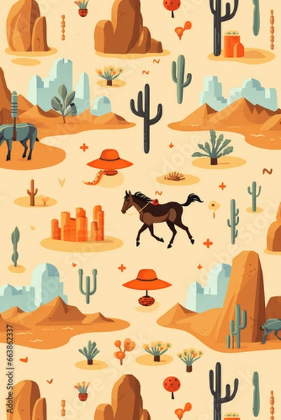 Fototapeta Wild West pattern. Generative ai illustration