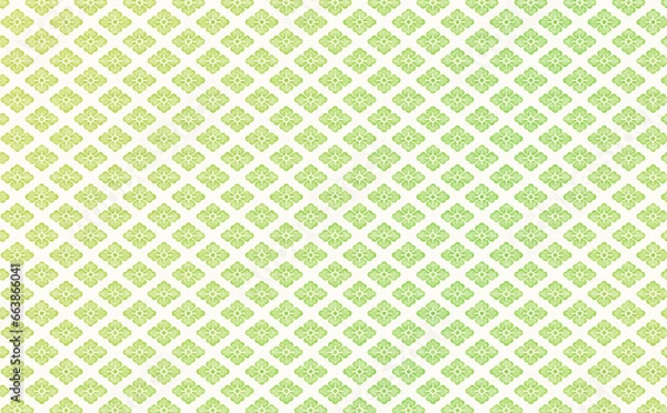 Fototapeta グリーンの手書き風花菱パターン