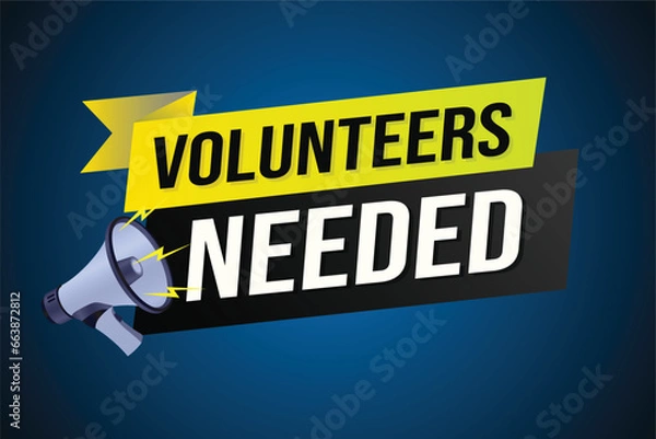 Obraz Volunteers needed word concept vector illustration with lines 3d style for social media landing page, template, ui, web, mobile app, poster, banner, flyer, background, gift card, coupon, label	
