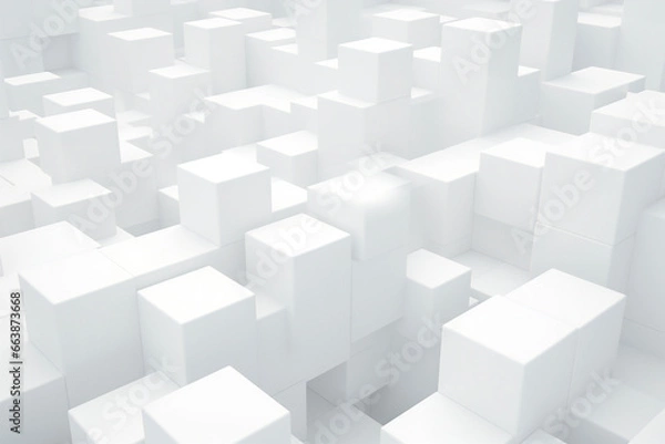 Fototapeta Geometric abstract background with white cubes in perspective