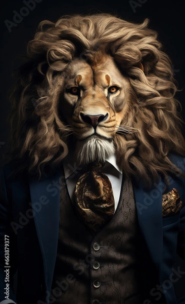 Fototapeta スーツを着たライオンビジネスマン