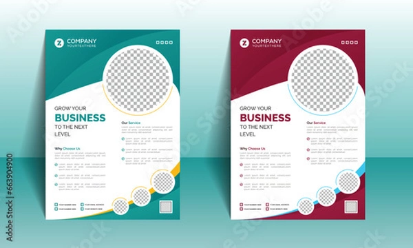 Fototapeta Flyer design for business, gym, education and restaurant etc. Brochure in A4 size with colorful design.