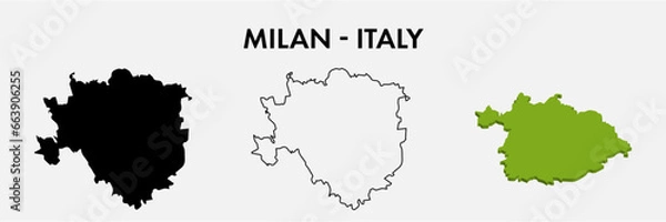 Fototapeta Milan italy city map set vector illustration design isolated on white background. Concept of travel and geography.