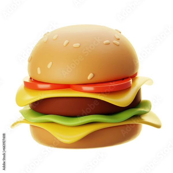 Obraz Fast food icon concept. 3d rendering burger icon
