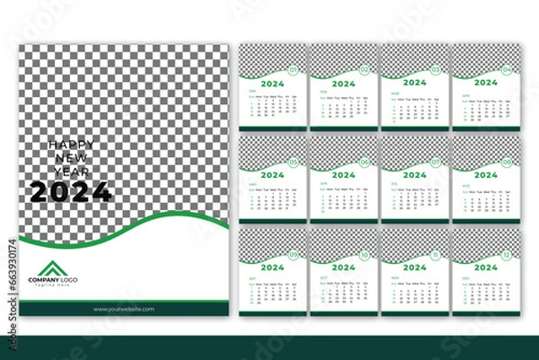 Fototapeta Vector desk calendar template 2024