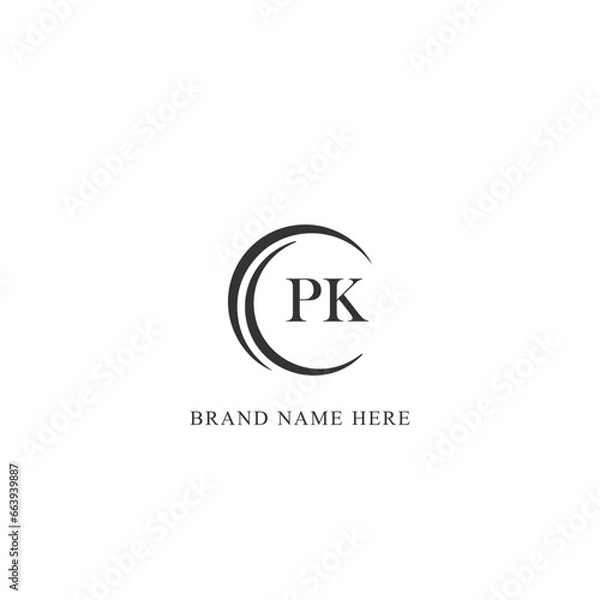 Obraz PK logo. P K design. White PK letter. PK, P K letter logo design. Initial letter PK linked circle uppercase monogram logo. P K letter logo vector design. 