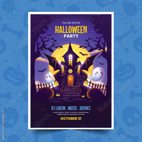 Fototapeta gradient invitation template halloween season design vector illustration