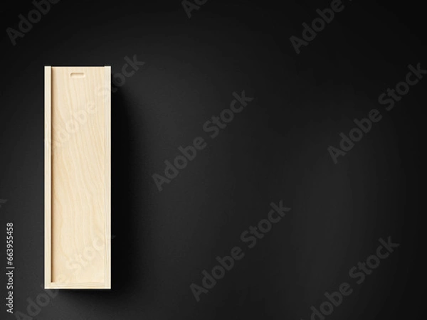 Fototapeta 3D illustration. Wooden box mockup isolated on black background.