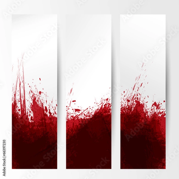 Fototapeta set of three banners, abstract headers with red blots
