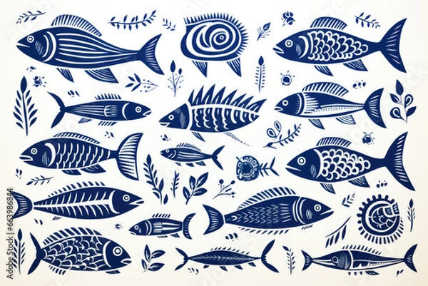 Obraz Fischmuster in Blau