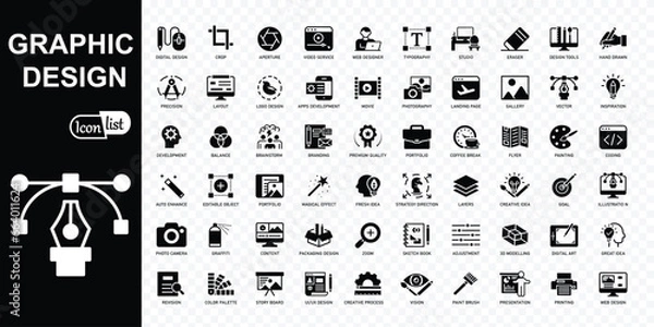 Obraz  Graphic design flat icons. Simple  icons in a modern style flat, Creative Process. Graphic design , software and more. vector illustration. 