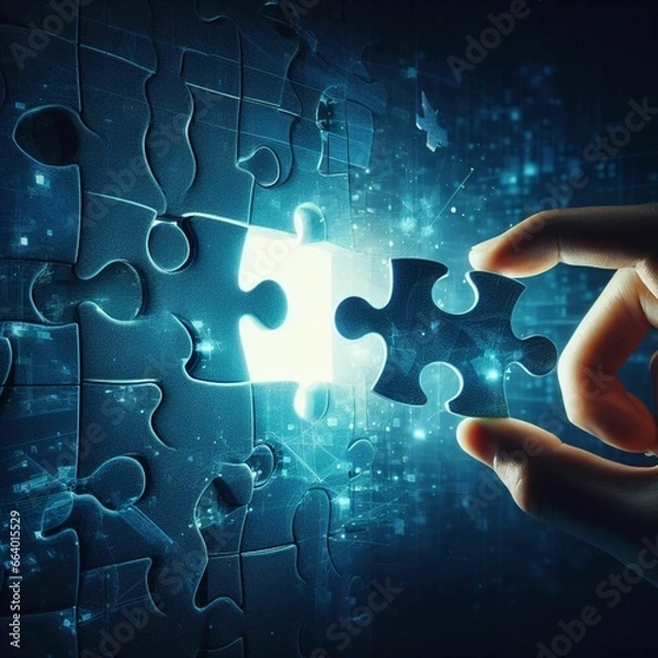 Fototapeta hand and puzzle. IA Generativa