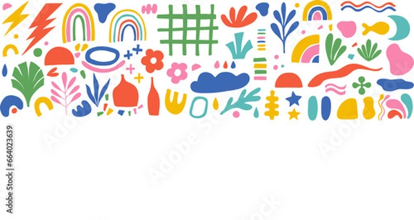 Obraz Set of doodle hand drawn organic shapes