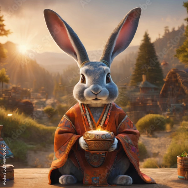 Fototapeta Shaman rabbit in the forest