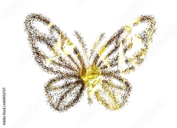 Fototapeta Shining golden butterfly. hand drawing. Not AI, Illustrat3. Vector illustration