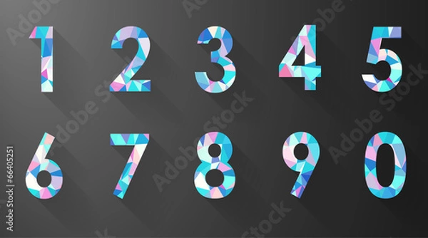 Obraz polygon number set on black background