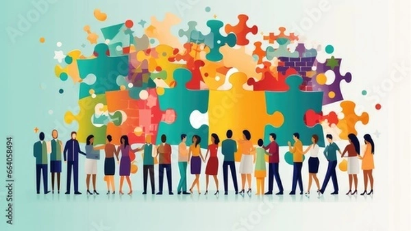 Fototapeta Team diversity, representing individuals from different backgrounds, cultures, and perspectives, enriching the team's problem-solving abilities and creativity