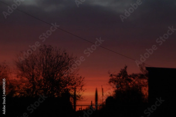 Obraz power lines at sunset