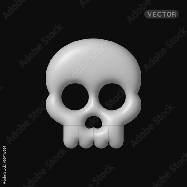 Fototapeta Skull 3d in retro style on black background. Vector illustration