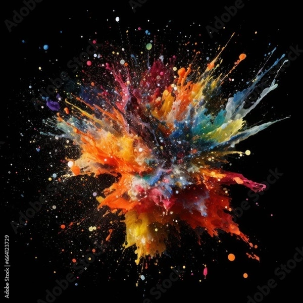 Obraz Colorful Splashed on Black Background