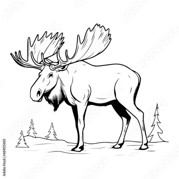 Obraz vector silhouette moose on white background, ai generated