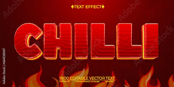 Obraz Mexican Chilli Editable Vector 3D Text Effect