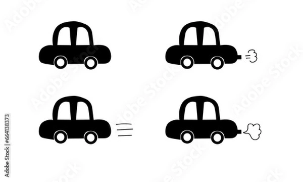 Obraz シンプルな車のかわいいシルエットアイコン