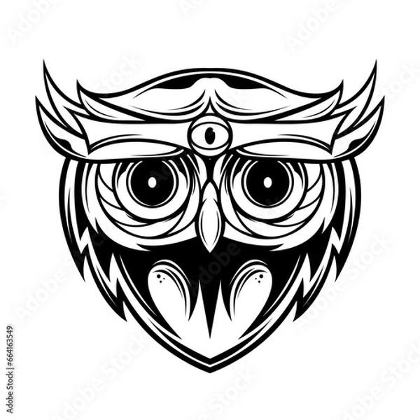 Obraz Owl head line art vector illustration