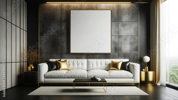 Fototapeta Room with a simple frame art. Canvas. Art.