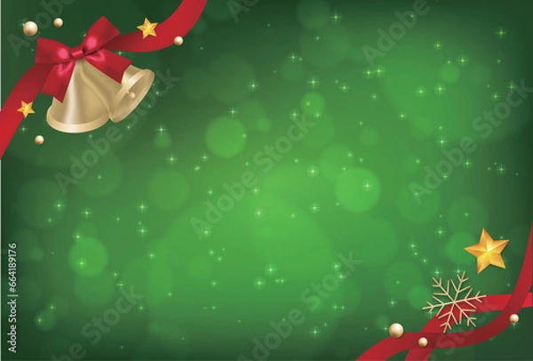Obraz  クリスマスベルの背景（緑背景）