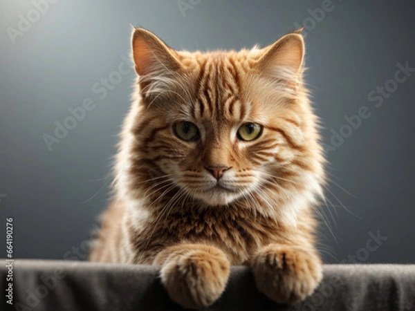 Fototapeta cute brown cat peeking
