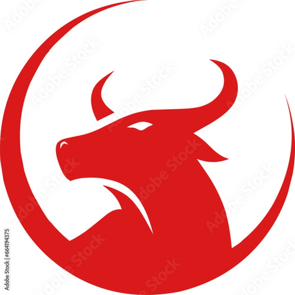 Fototapeta bull head silhouette design inside a circle