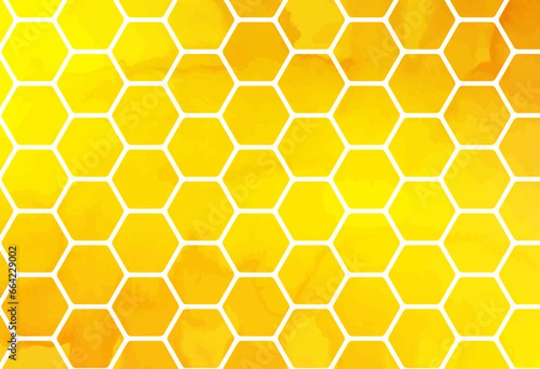 Fototapeta 水彩風_ハチミツ_ハチの巣のイメージイラスト背景
