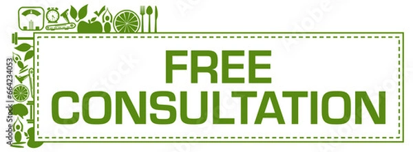 Fototapeta Free Consultation Green Health Symbols Corner Top Left Horizontal 