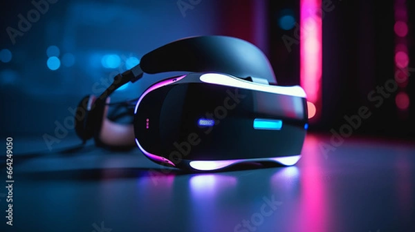 Fototapeta Capturing VR Headset in Neon