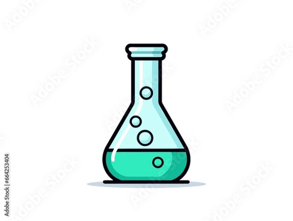 Obraz Doodle Beaker with a test tube, cartoon sticker, sketch, vector, Illustration, minimalistic