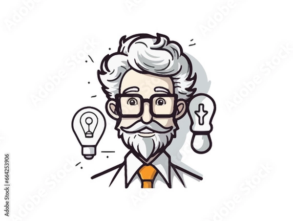 Obraz Doodle Inventor sketch, cartoon sticker, sketch, vector, Illustration, minimalistic