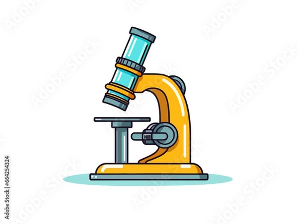 Obraz Doodle Beaker with a microscope, cartoon sticker, sketch, vector, Illustration, minimalistic