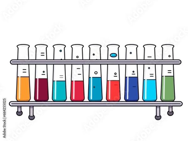 Obraz Doodle Beaker with test tube rack, cartoon sticker, sketch, vector, Illustration, minimalistic
