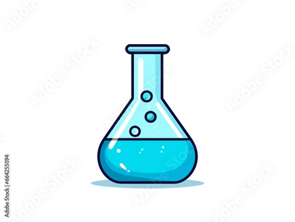 Obraz Doodle Beaker with flask, cartoon sticker, sketch, vector, Illustration, minimalistic