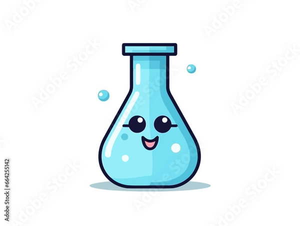Obraz Doodle Beaker with flask, cartoon sticker, sketch, vector, Illustration, minimalistic