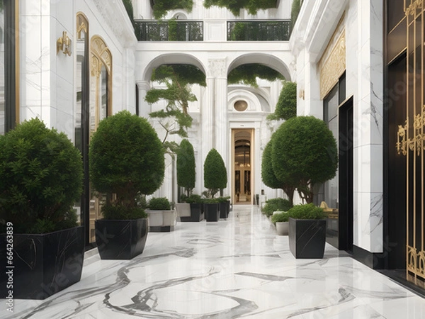 Fototapeta The courtyard of the palace. Generative AI 