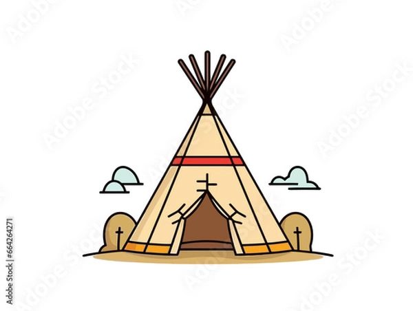 Obraz Doodle Teepee, cartoon sticker, sketch, vector, Illustration, minimalistic