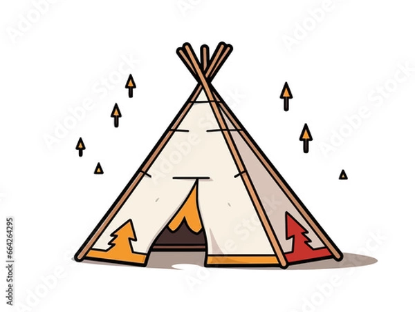 Obraz Doodle Teepee, cartoon sticker, sketch, vector, Illustration, minimalistic
