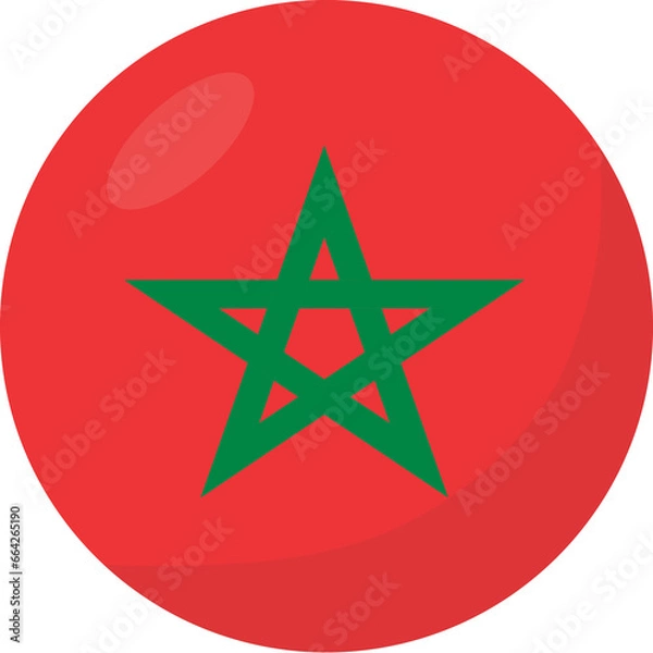 Obraz Morocco flag circle 3D cartoon style.