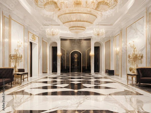 Fototapeta Interior of a hotel Lobby. Generative AI 