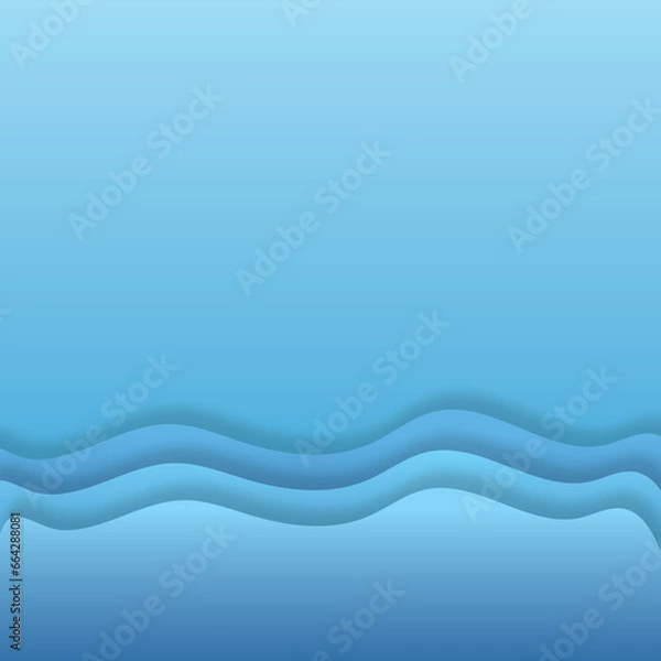 Fototapeta Abstract blue 3D wave gradient background illustration