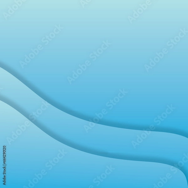 Fototapeta Abstract blue 3D wave gradient background illustration