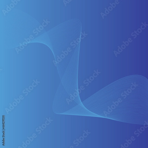 Fototapeta Abstract blue 3D wave gradient background illustration